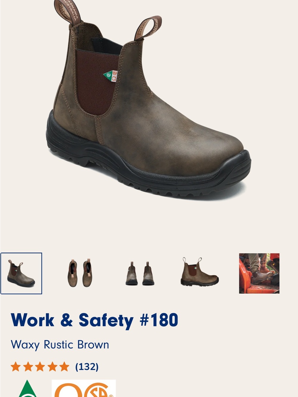 Blundstone Waxy Rustic Brown Chelsea Work Boot